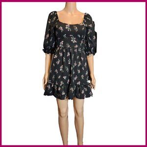 Inspired Hearts black floral mini dress NWT Med